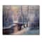 Designart Christmas Forest with River & Trees I Print on Natural Pine Wood